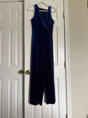 Banana Republic Velvet Jumpsuit in Cobalt Blue
